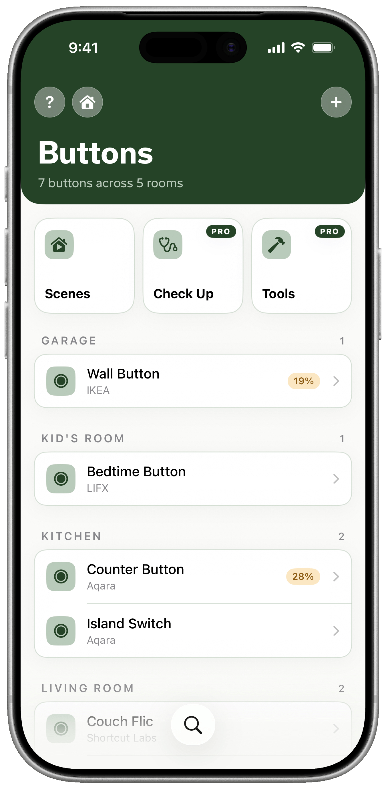 Buttonate home screen on iPhone
